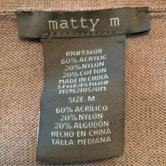 MATTY M Cardigan Women’s Medium Tan Long Line Open Front Long Sleeve Pockets. - Picture 5 of 11